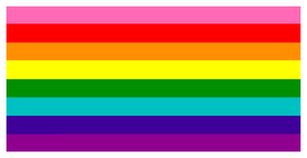 A stamp of the Gilbert Baker gay pride flag.